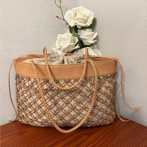Laura Ashley Beige and Tan Knitted Tote